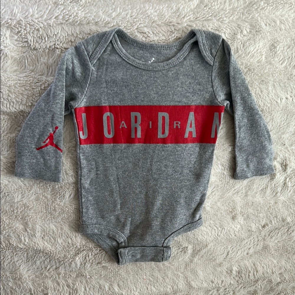 Jordan Gray and Red Baby Onesie